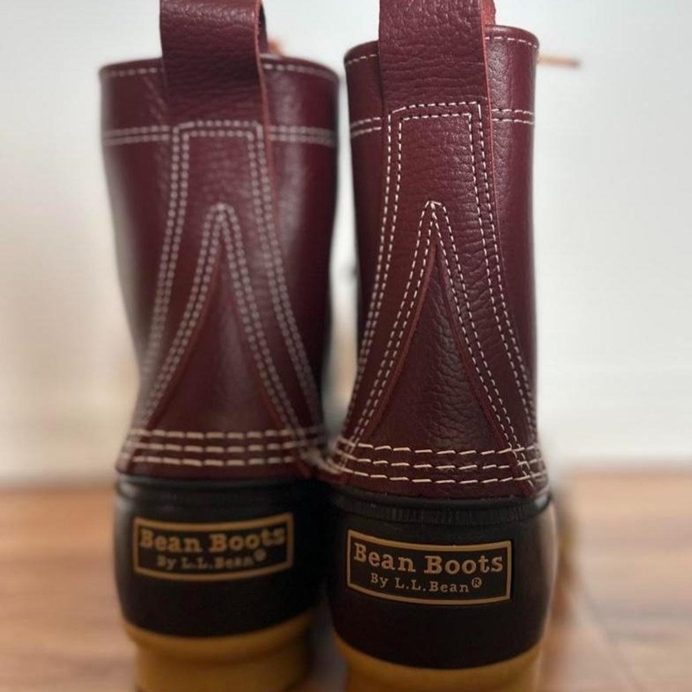 LIKE NEW - L.L. Bean Boots 8" Duck Boots Men's 9M Burgundy Black l Made in USA - Picture 3 of 8